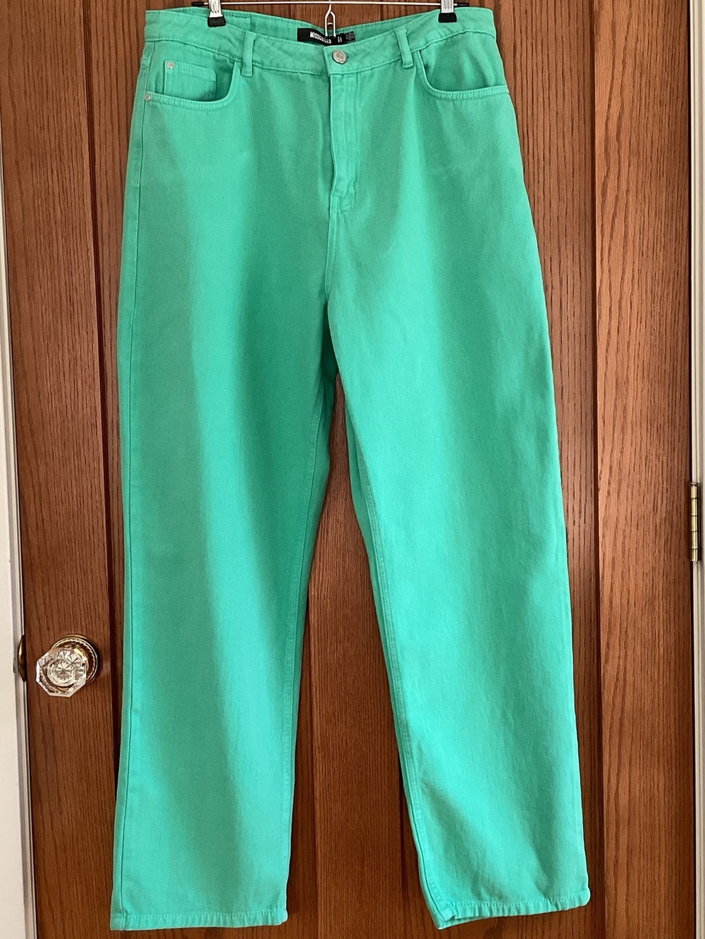 Missguided Bright Green High Rise Classic Fit Jeans Size 12 NWT